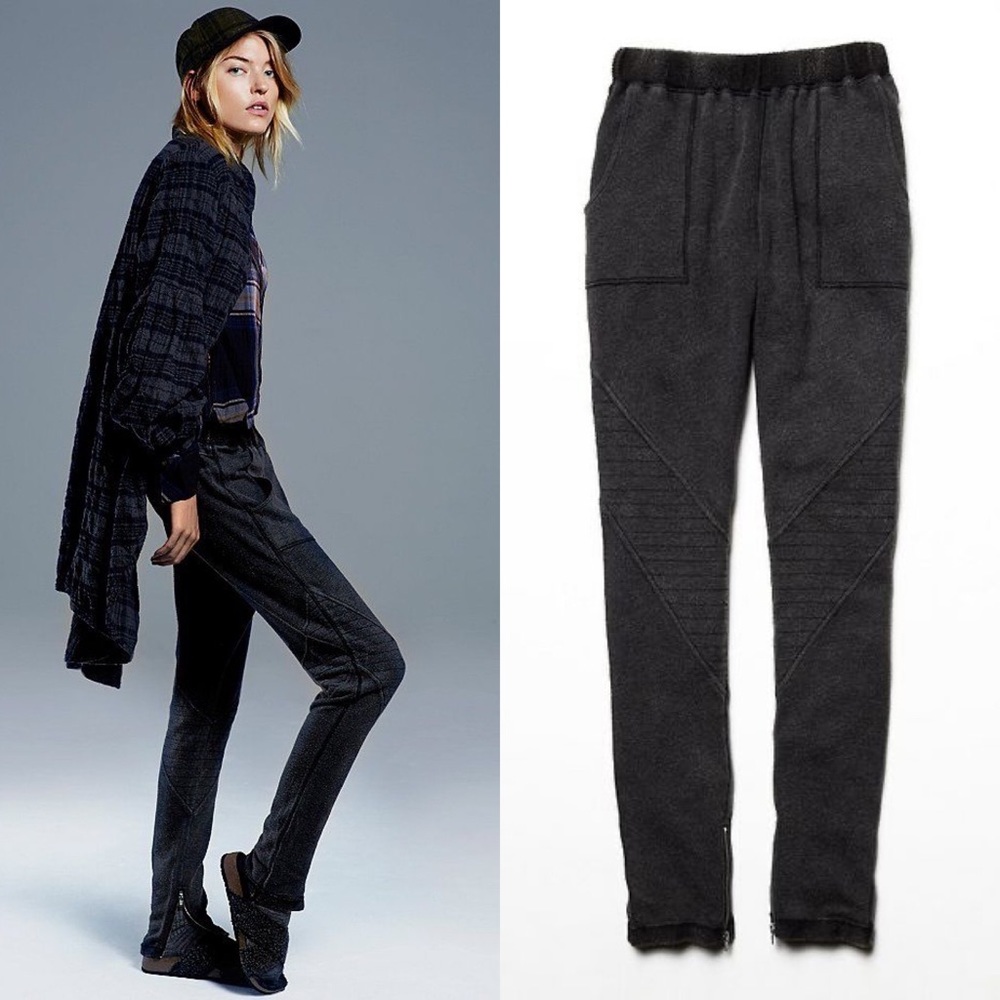 Free people slim Jim moto sweatpants jogger sweats